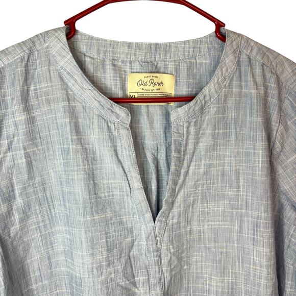 Old Ranch chambray split-neck tunic top XL, long sleeve, casual fall layering - Picture 3 of 6